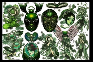 green beetle angel tattoo idea