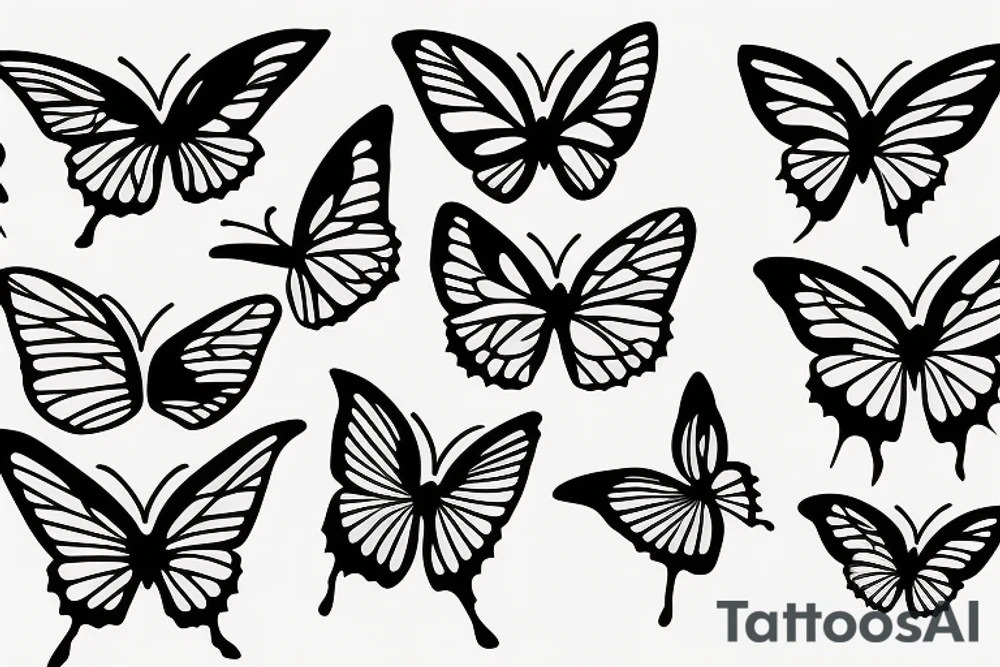 Three butterflys on top of each others tattoo idea