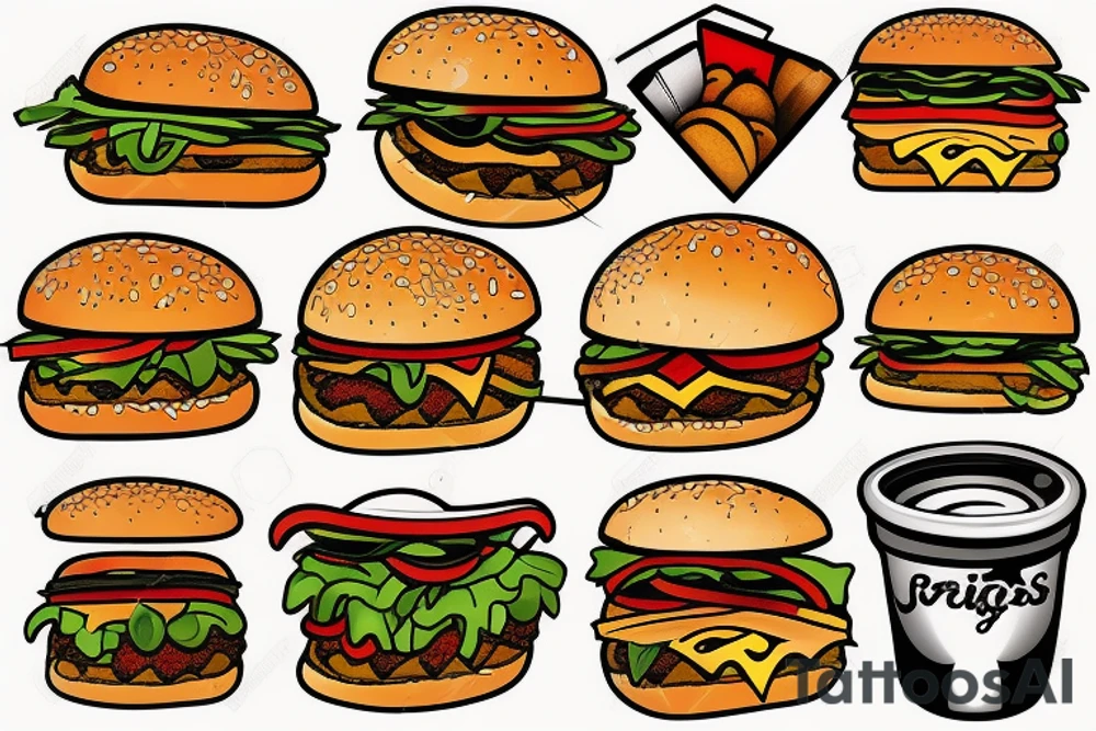 jesus christ eating burgers tattoo idea
