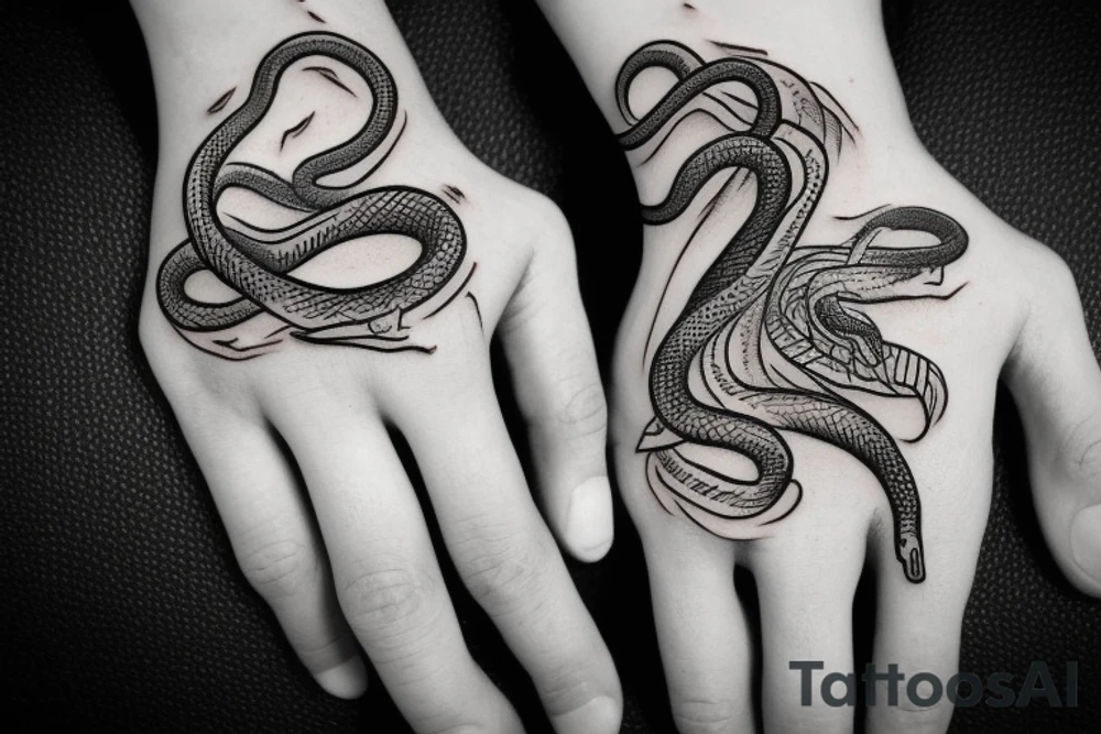 snake around hand tattoo idea
