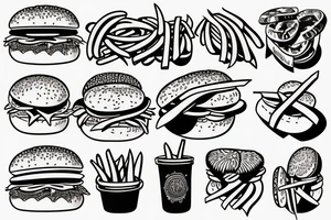 jesus christ eating burgers tattoo idea