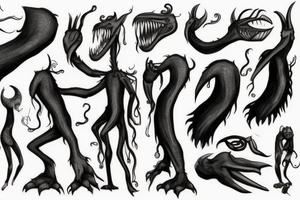 A humanoid Monster with long limbs and a neck. tattoo idea