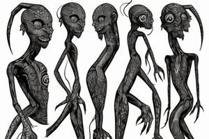 A humanoid Monster with long limbs and a neck. tattoo idea