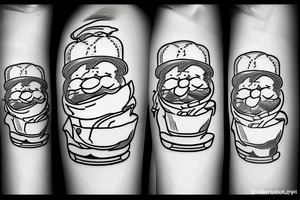 a wide-smiling chef as the pringles logo tattoo idea