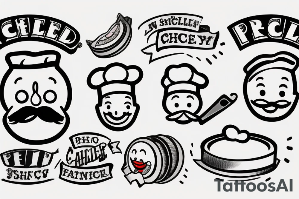a wide-smiling chef as the pringles logo tattoo idea
