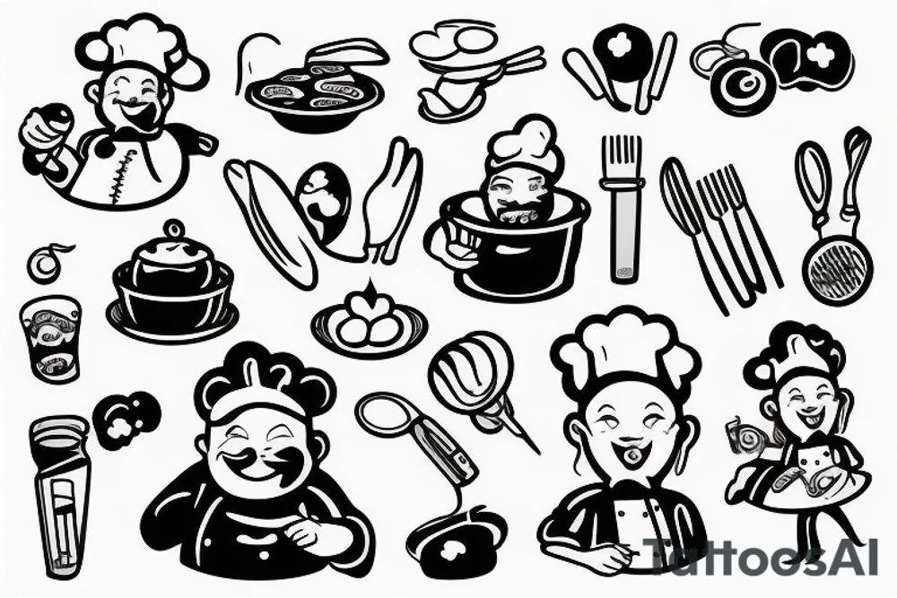 a wide-smiling chef tattoo idea