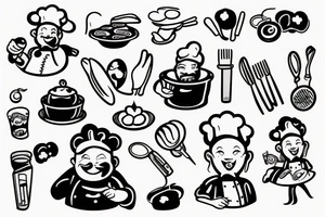 a wide-smiling chef tattoo idea