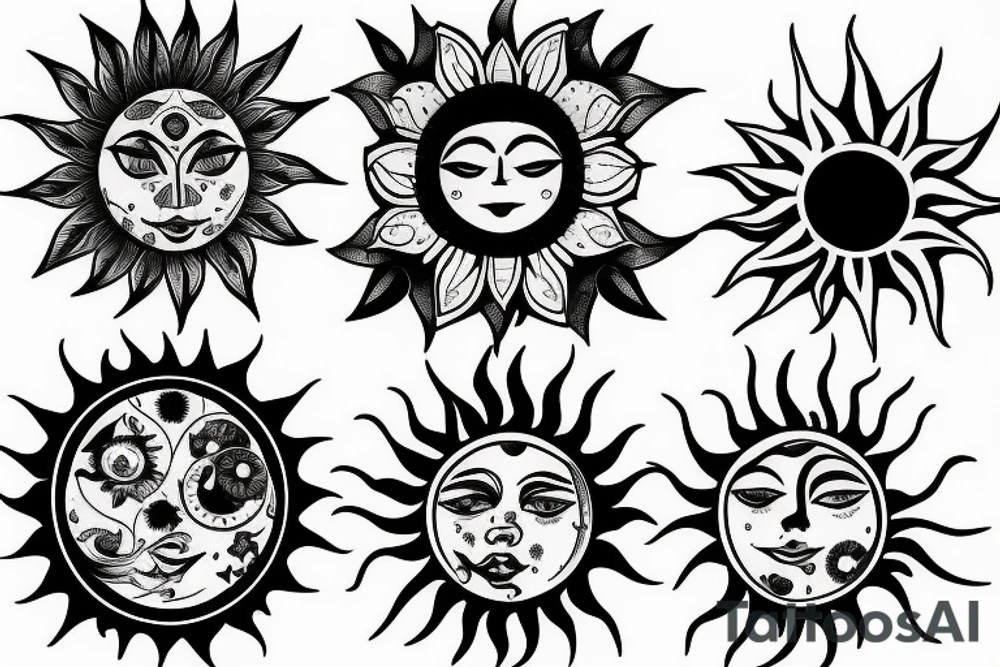 moon and sun whitch style tattoo idea