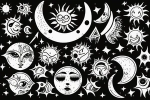 moon and sun whitch style tattoo idea
