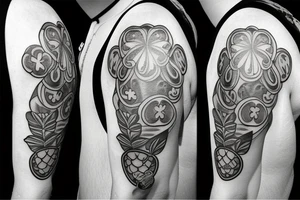 poker chip with four leaf clover at the centre tattoo idea