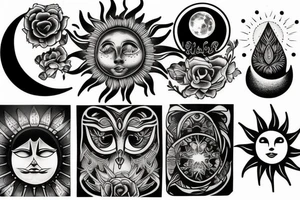moon and sun whitch style tattoo idea