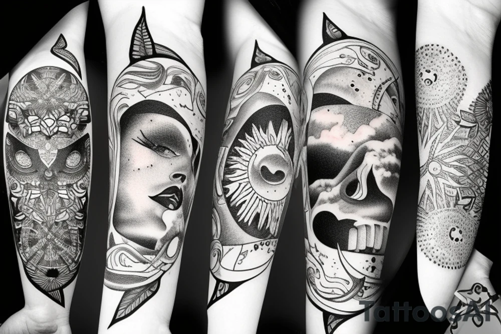 moon and sun whitch style tattoo idea