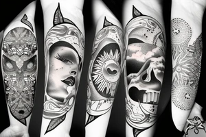 moon and sun whitch style tattoo idea