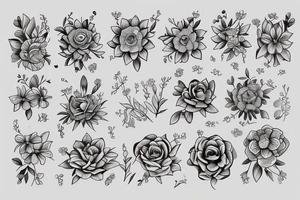 Flowers bracelet and two filled lines for wrist tattoo idea