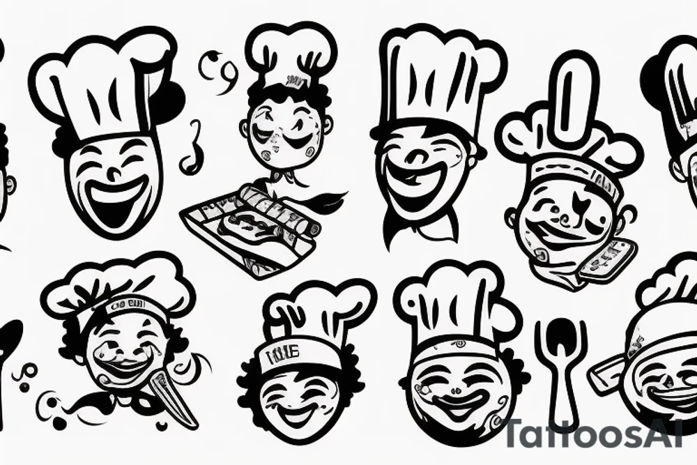 a wide-smiling chef tattoo idea