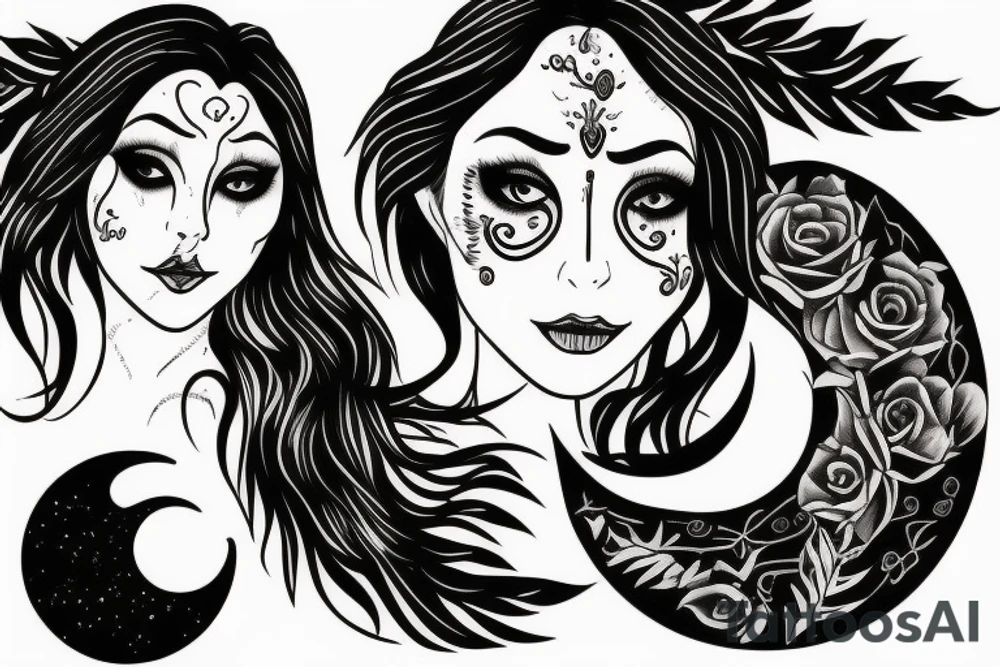 girl with moon tattoo idea