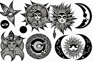 moon and sun whitch style tattoo idea