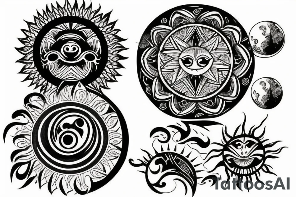 moon and sun whitch style tattoo idea