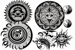 moon and sun whitch style tattoo idea