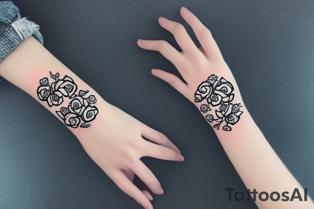 Flowers round bracelet for wrist tattoo idea