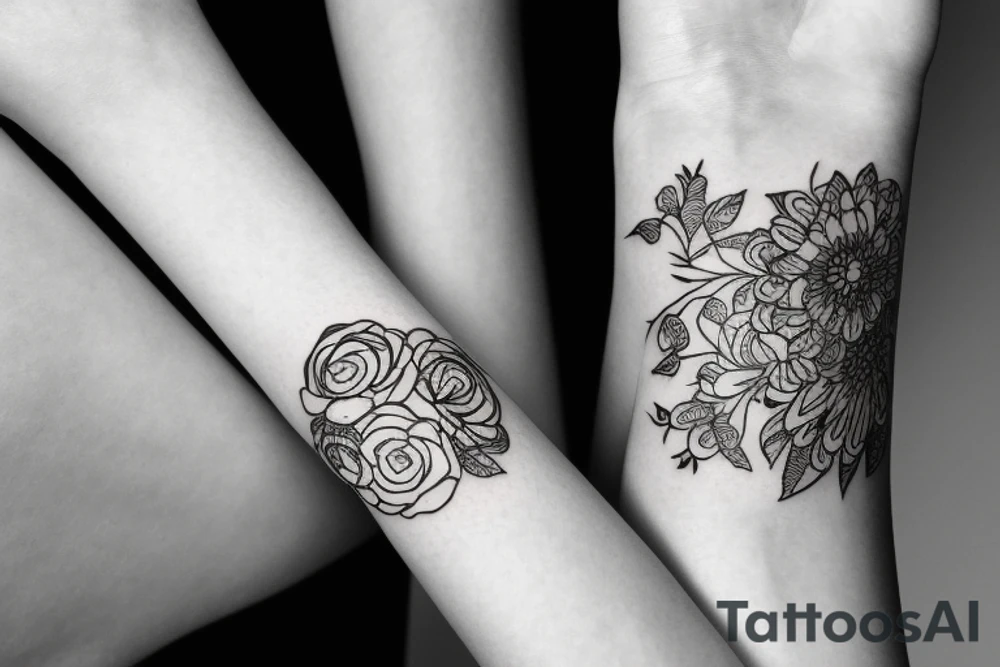 Flowers round bracelet for wrist tattoo idea