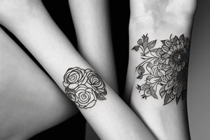 Flowers round bracelet for wrist tattoo idea