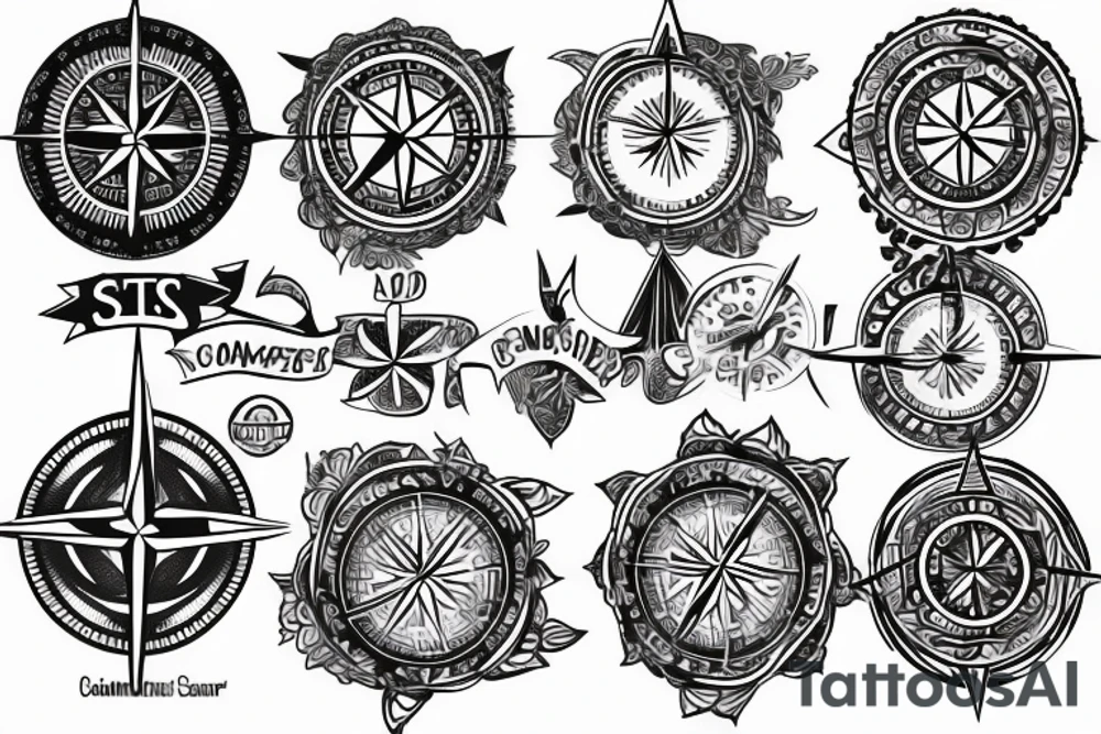 compass card elbow tattoo idea