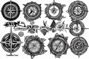 compass card elbow tattoo idea