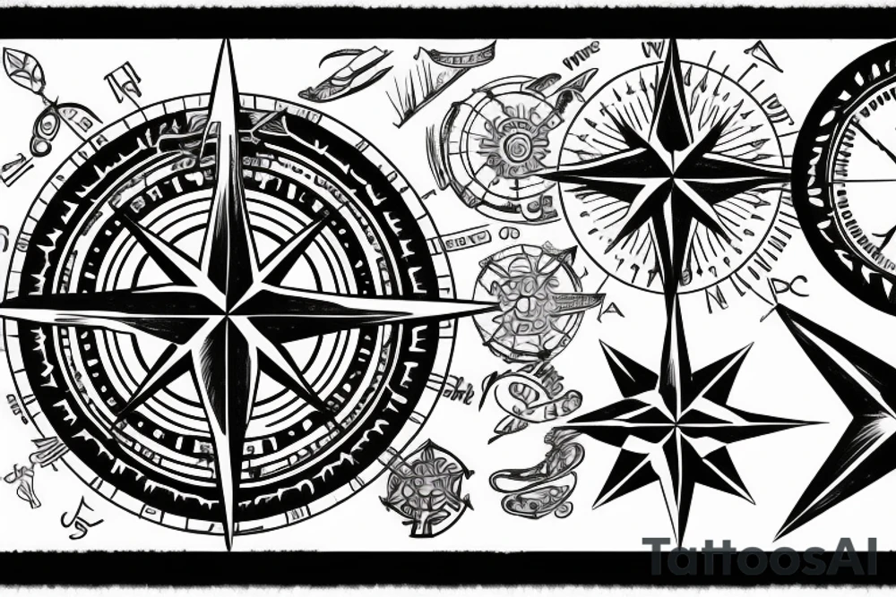 compass card elbow tattoo idea