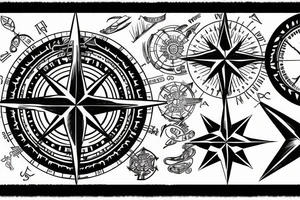 compass card elbow tattoo idea