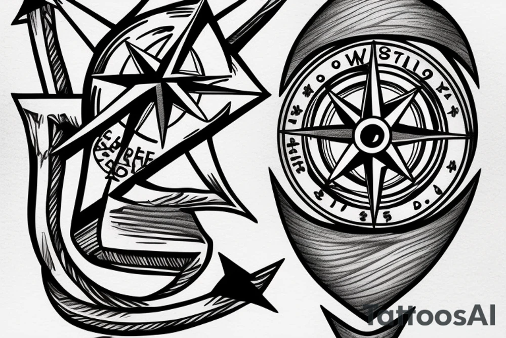 compass card anchor
 elbow tattoo idea