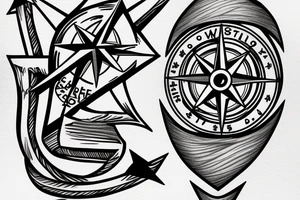 compass card anchor
 elbow tattoo idea