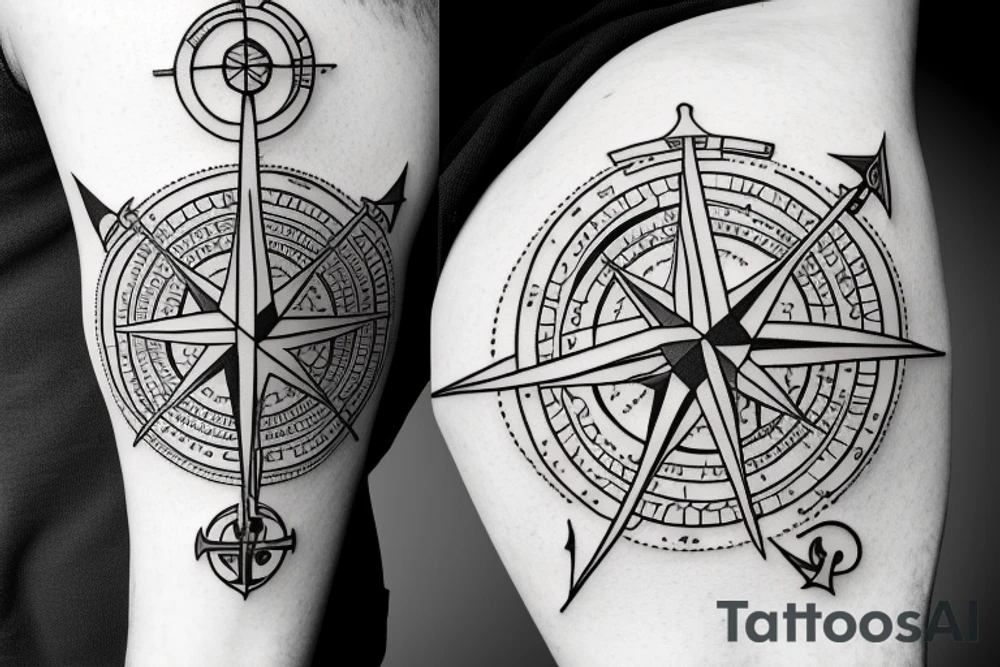 compass card anchor
 elbow tattoo idea