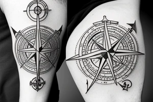 compass card anchor
 elbow tattoo idea