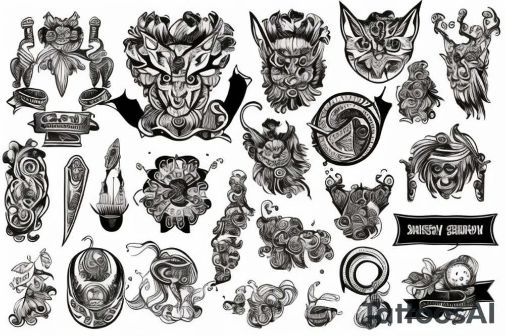 Czarny kot w sercu tattoo idea