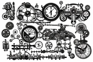 Steampunk mechanical parts tattoo idea