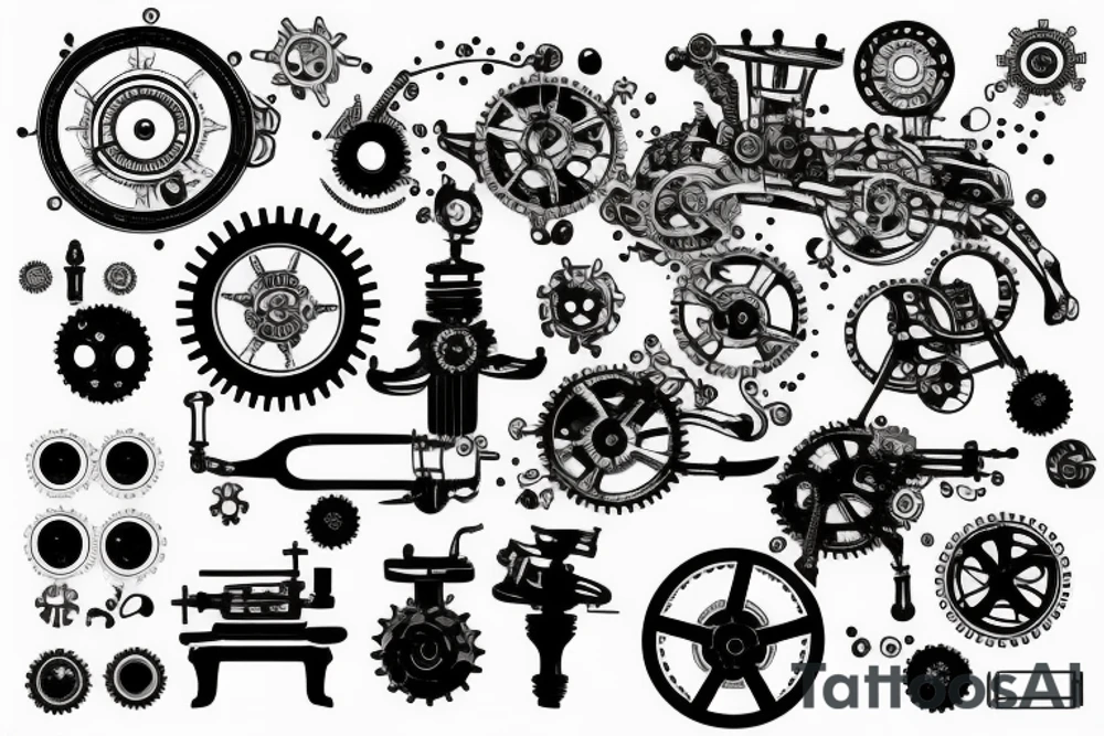Steampunk mechanical parts tattoo idea