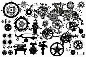 Steampunk mechanical parts tattoo idea