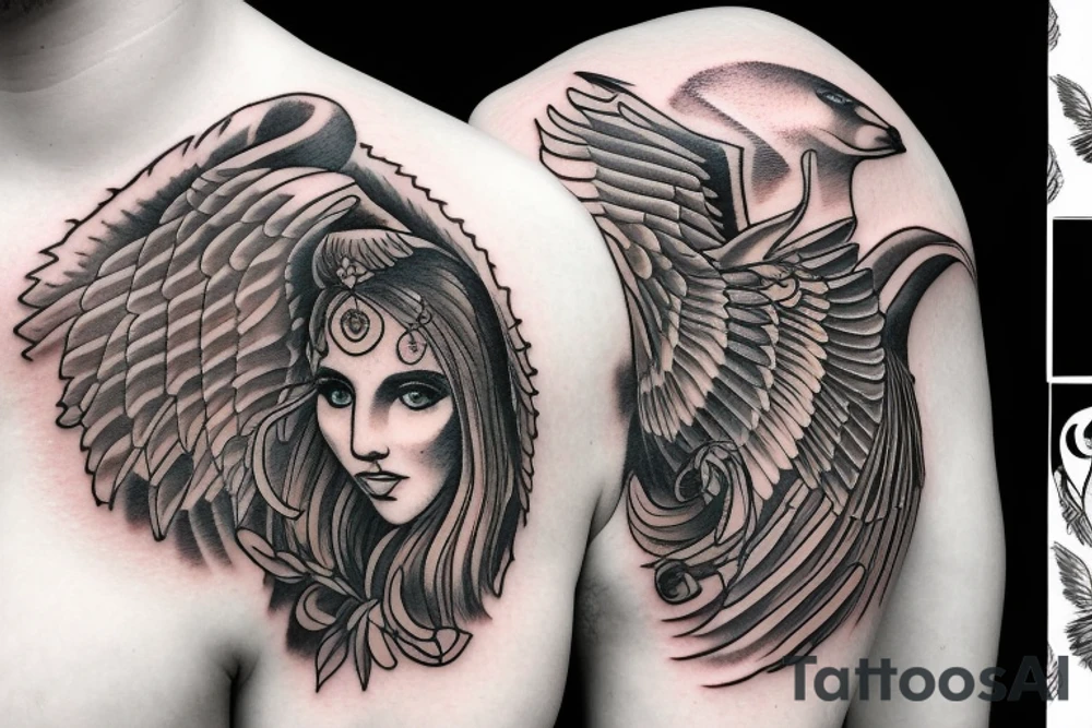 Angel shield tattoo idea