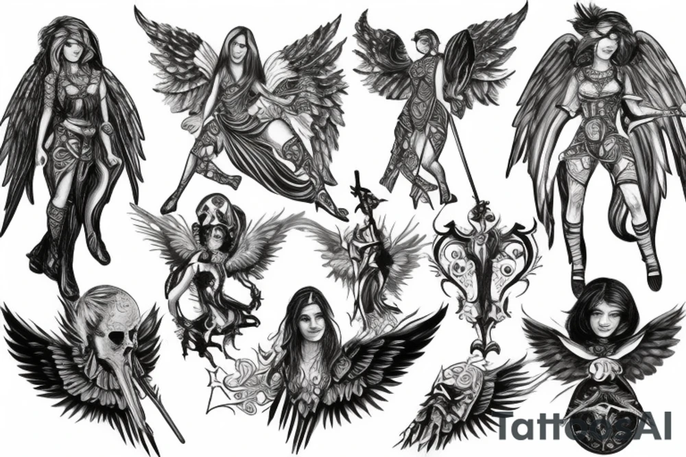 Angel warrior and shield tattoo idea