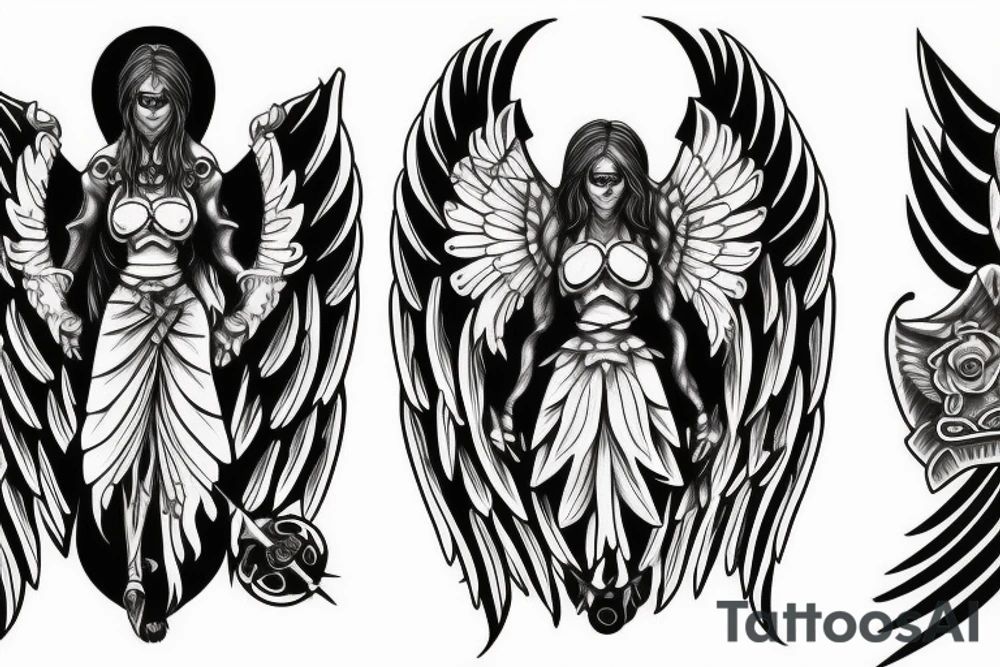 Angel warrior and shield tattoo idea