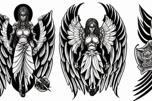 Angel warrior and shield tattoo idea