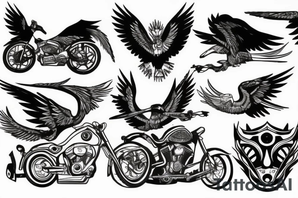 Rock bike eagle tattoo idea