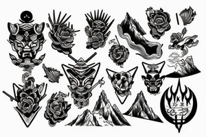mountains, samurai tattoo idea