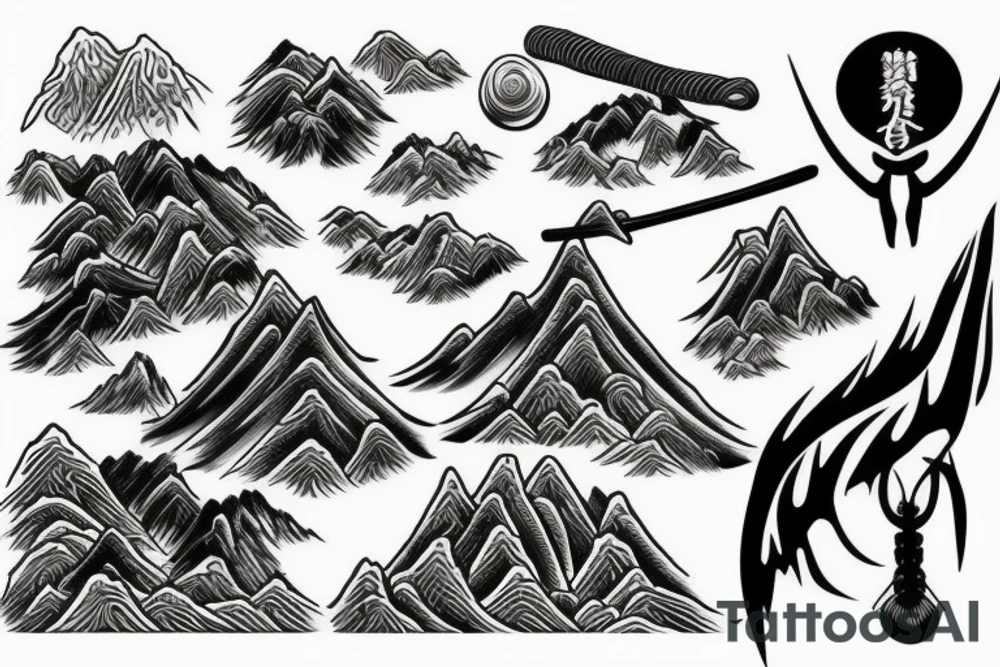 mountains, samurai tattoo idea