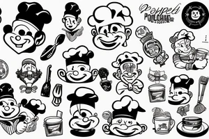 a wide-smiling chef popeye tattoo idea