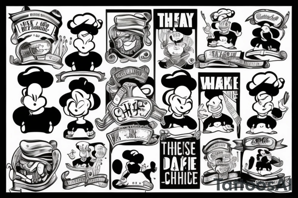 a wide-smiling chef popeye tattoo idea