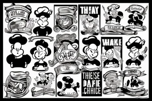 a wide-smiling chef popeye tattoo idea