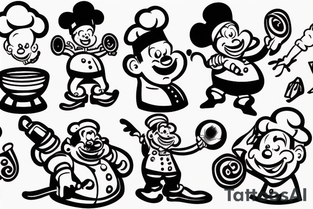 a wide-smiling chef popeye tattoo idea