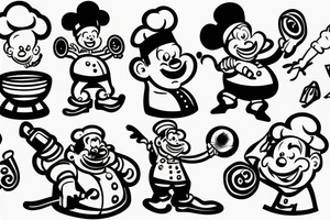 a wide-smiling chef popeye tattoo idea